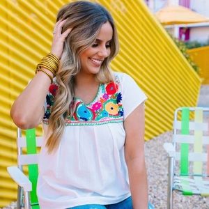 Buddy Love Chrissy Short Sleeve Embroidered Top